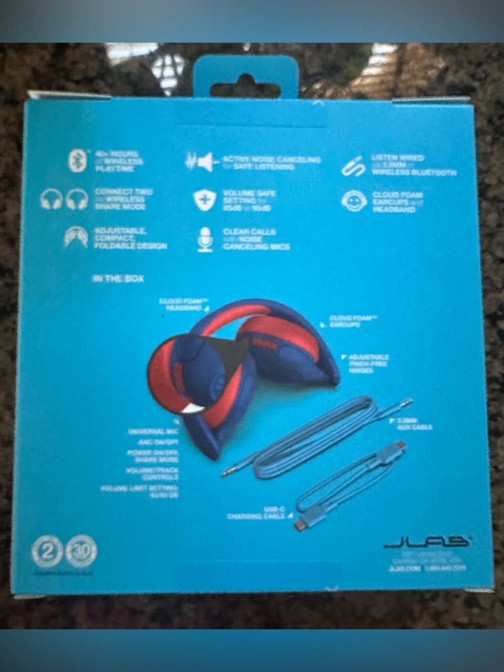 JLab JBuddies ANC Kids Over-Ear Headphones - Blue and Red - Picture 2 of 11